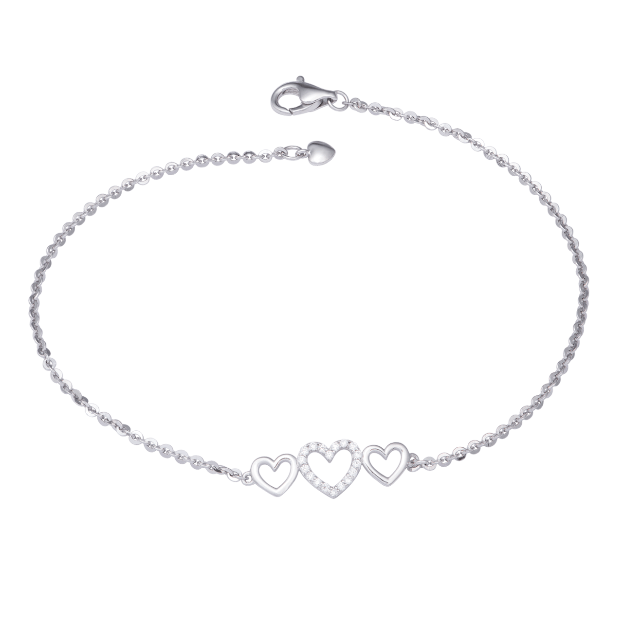 Lắc Chân Bạc Đính Đá PNJSilver Hình Trái Tim (XM00K000021)